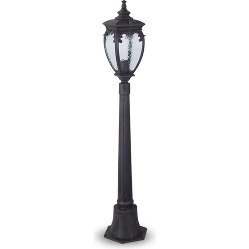 Außenleuchte Aluminium Glas E27 IP44 113 cm hoch in Bronze antik Rustikal Stehlampe außen