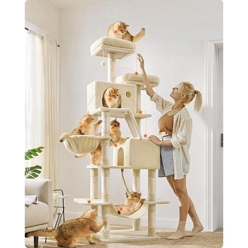 Katzenkratzbaum 206cm Baum Katzenbett beige