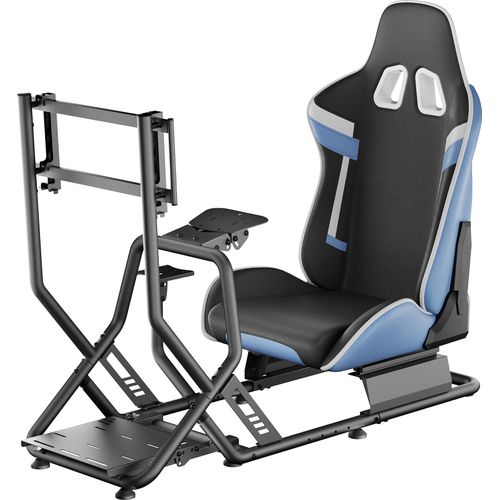 Wiltec Rennsimulator Racing Cockpit 71 x 136 x 108 cm, Auto Simulator mit Sitz bis 100 kg, Sim Racing mit Monitorhalterung, Racing Simulator mit Befestigungspunkte für Lenkrad, Schalthebel und Pedale