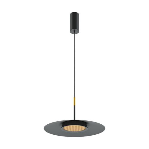 Hängeleuchte Aluminium LED D: 35 cm rund H: max. 328 cm in Schwarz Gold 3000 K warmweiß 500 lm Modern