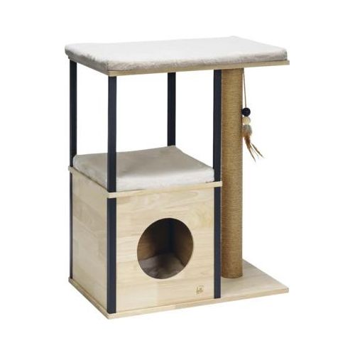 Kratzmöbel Designed by Lotte Kratzbaum Nala ca. 65 x 40 x 82 cm Holz, Sisal, Alu 2 Ebenen 1 Höhle , braun, beige, schwarz