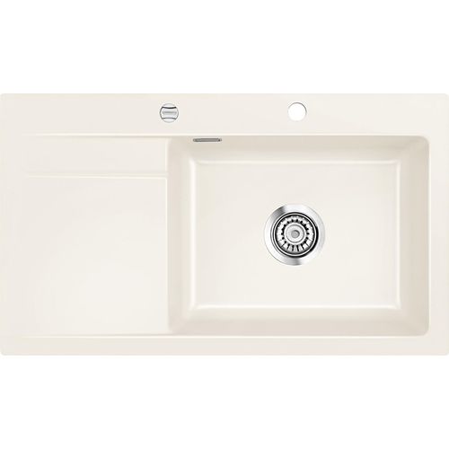 Spüle KeraDomo STEMA 86 SL in MAGNOLIE Becken rechts mit Excenterbedienung / Systemceram
