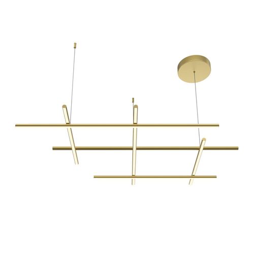 LED Pendelleuchte Aluminium warmweiß 3000 K 3150 lm H: max. 312 cm in Gold Modern Hängelampe