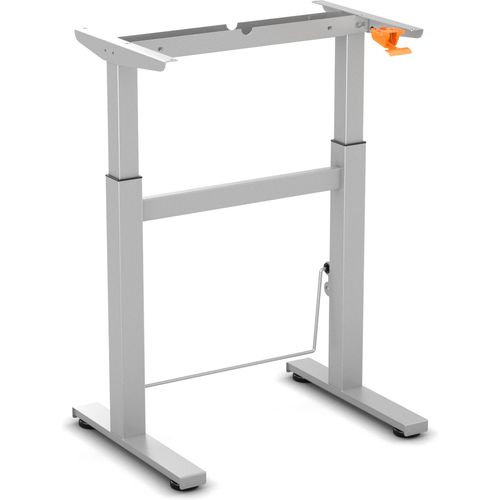 Worktrainer - BouncyDesk Kleiner Höhenverstellbarer Schreibtisch Gestell – Stufenlos höhenverstellbares Gasfeder-Schreibtischgestell - Höhe 69-106 cm - Breite 65 cm - Silber - Mit Fußschaukel