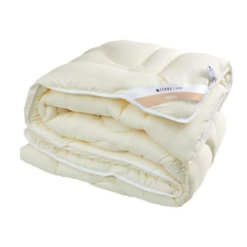 Bettdecke Merino Wool 180x200 Steppbettdecke Schlafdecke Ganzjährig Ecru Wolle Schafwolle Wolledecke