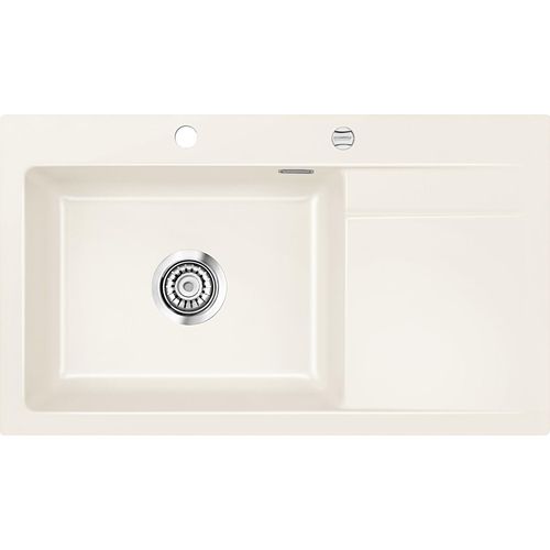 Spüle KeraDomo STEMA 86 SL in MAGNOLIE Becken links mit Excenterbedienung / Systemceram