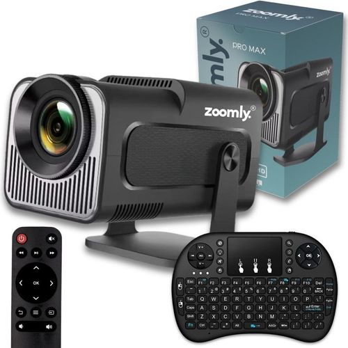 Zoomly® Pro MAX Beamer - Projektor - Mini Beamer - Full HD 1080p - Unterstützt 4k - Heimkino - Android 11.0 - WiFi 6 & Bluetooth 5.2 - 10.000 Lumen