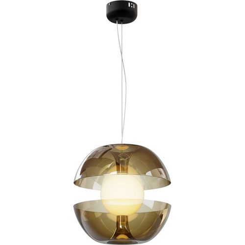 LED Pendelleuchte Metall Rauchglas D: 30,2 cm H: max. 154,2 cm in Gold rund warmweiß 3000 K 500 lm Modern