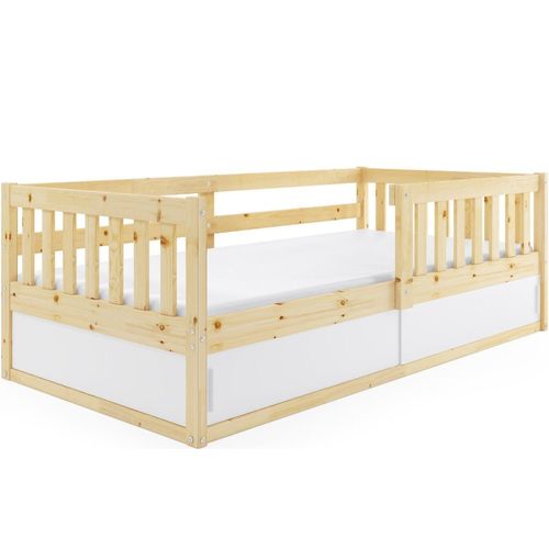 Kinderbett Sido, Jugendbett, Bett 80x160 cm, Einzelbett ,Kiefer, Stauraum 20 (mit Matratze)