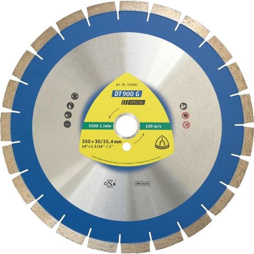 Klingspor DT 900 G Diamanttrennscheiben, 400 x 3,6 x 30 mm 27 Segmente 40 x 3,6 x 14 mm, Standardverzahnung Reduzierring 25,4