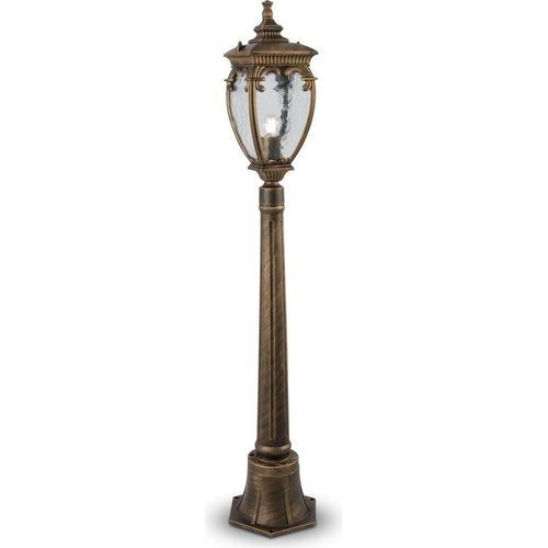 Außenleuchte Aluminium Glas E27 IP44 113 cm hoch in Gold antik Rustikal