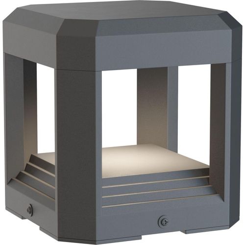 Pollerleuchte LED Aluminium 15,1 cm hoch IP65 Grau eckig 3000 K warmweißes Licht 330 lm Modern