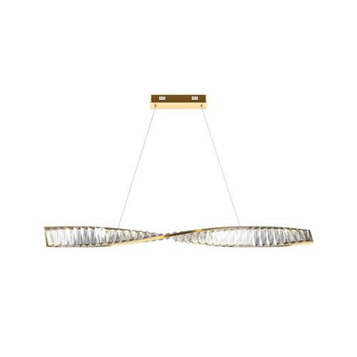 LED Pendelleuchte Metall H: max. 311,1 cm in Messing länglich warmweißes Licht 3000 K 1900 lm Modern Kristall