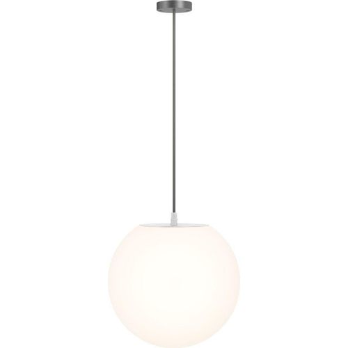 Hängeleuchte außen E27 IP54 rund D: 30 cm H: max. 150 cm Grau Weiß Kugel Schirm Pendelleuchte