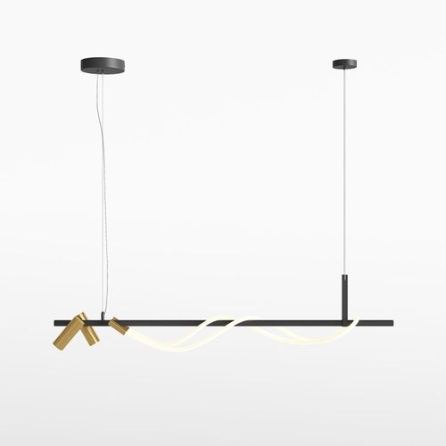 Hängeleuchte LED Aluminium in Schwarz Gold länglich 3000 K warmweißes Licht 1500 lm Modern Hängelampe