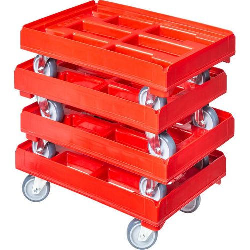 4 Stück Hygienetransportroller mit 4 Lenkrollen rot