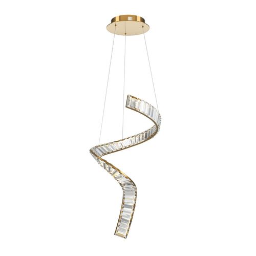 LED Pendelleuchte Metall B: 45 cm H: max. 374 cm in Gold 3000 K warmweißes Licht 3300 lm Modern Kristall