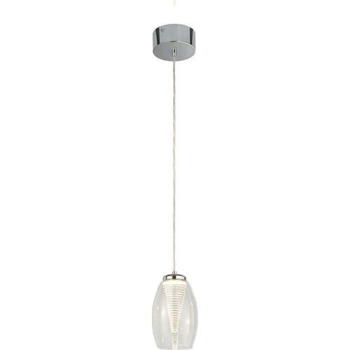 LED Hängelampe Metall rund Ø 11,5 cm H: max. 120 cm Chrom 3000 K warmweiß 414 lm Modern