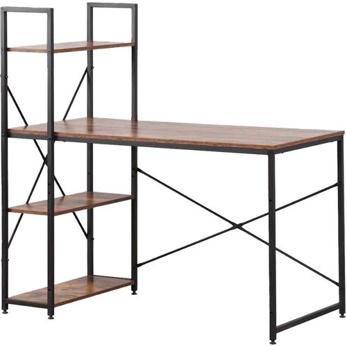 Schreibtisch mit Regal EDM 75196 Schwarz Holz Metall 121 x 120 x 64 cm