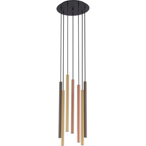 Hängeleuchte Metall B: 30 cm H: max. 130 cm in Schwarz Braun matt Kupfer matt Gold matt G9 rund Modern