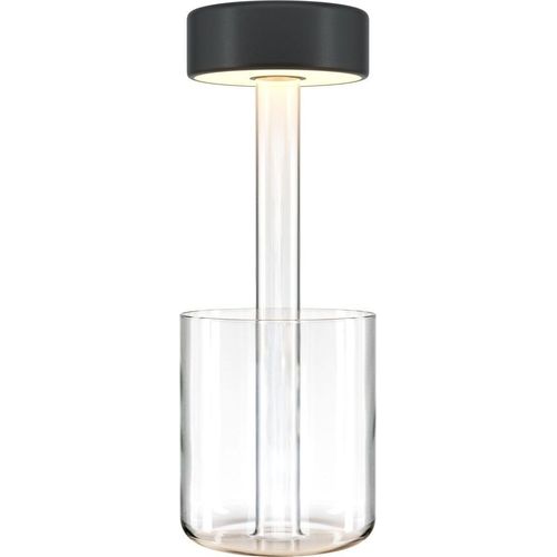 Nachttischlampe LED dimmbar mit Touch Funktion Glas rund D: 12 cm 34,8 cm Transparent Schwarz 120 lm Modern