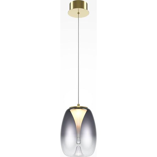 Pendelleuchte LED Aluminium Rauchglas D: 20 cm rund H: max. 333,1 cm in Gold Rauchgrau 3000 K warmweiß 280 lm