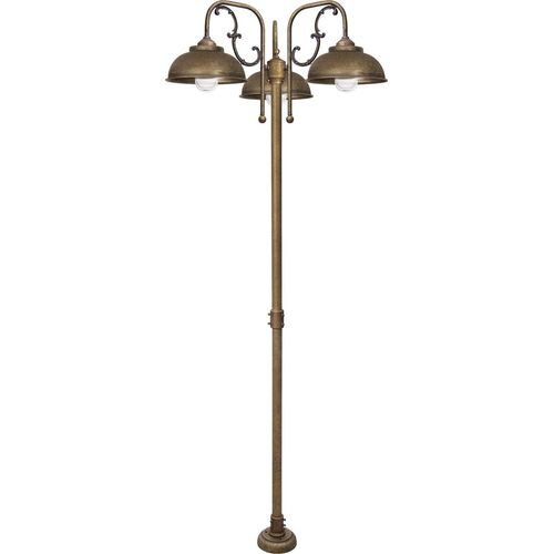 Außenleuchte Messing Glas E27 IP44 210 cm in Bronze Antik matt 3-flammig Rustikal Außenlampe