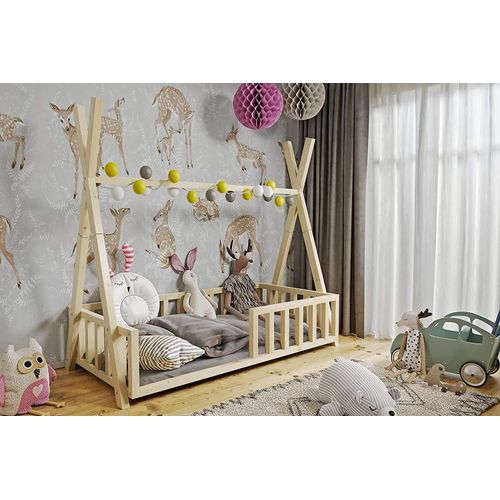Kinderbett Luki Hausbett mit Lattenrost 80x160cm oder 80x180cm Bettenhaus Bett (80x180cm, Kiefer)