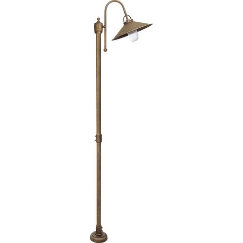Wegeleuchte Messing Glas 210 cm hoch IP44 in Bronze Antik matt E27 Maritim Stehlampe außen