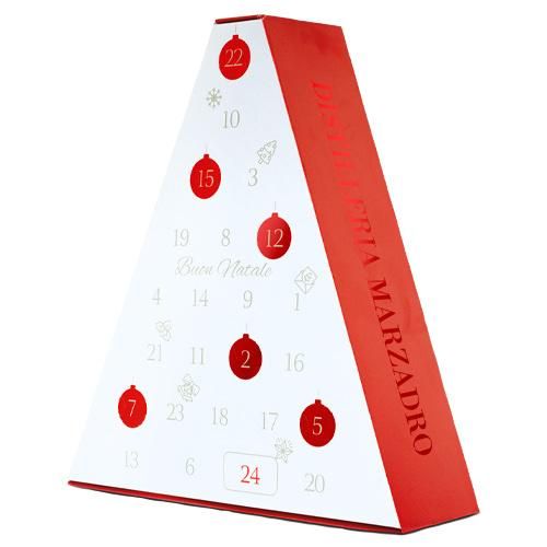 Marzadro Adventskalender 24x Miniatur-Flaschen + 2 Gläser