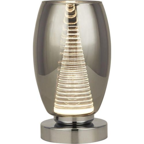 Tischleuchte Metall LED rund D: 11,5 cm 20,5 cm Chrom Rauchgrau 3000 K warmweißes Licht 210 lm Modern