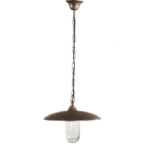 Hängelampe außen Messing massiv Glas D: 30,5 cm H: max. 94,5 cm IP44 in Bronze Antik matt E27 rund Maritim