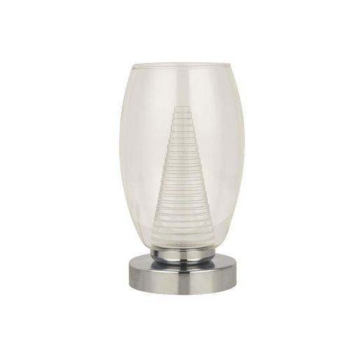 Nachttischlampe LED Metall D: 11,5 cm rund 20,5 cm hoch Chrom 3000 K warmweiß 448 lm Modern Tischlampe