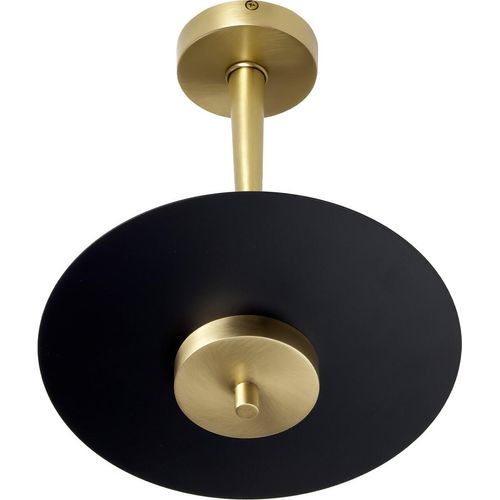 LED Deckenleuchte Messing massiv Gusseisen D: 23 cm rund in Bronze hell Schwarz warmweiß 2700 K 1150 lm
