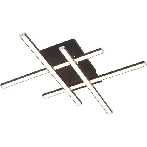 LED Deckenlampe Metall 45,5 cm breit Schwarz matt Chrom 3000 K warmweiß 1175 lm Modern