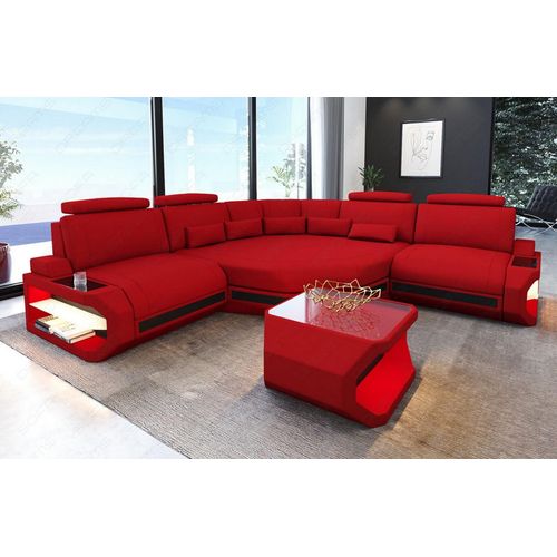 Stoffsofa Asti L Mini mit Licht USB Webstoff Strukturstoff
