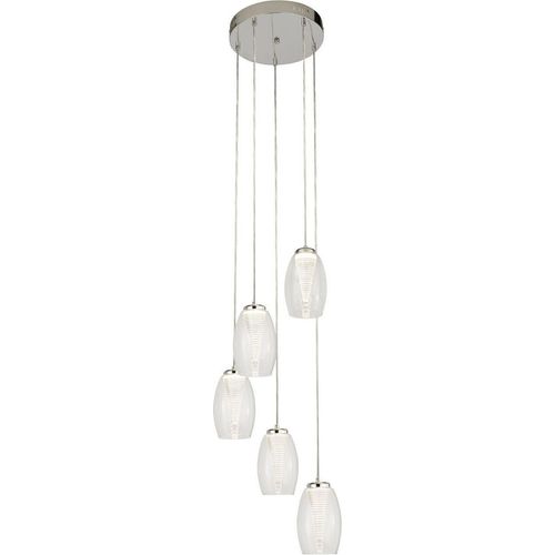 LED Pendelleuchte Metall warmweiß 3000 K 1960 lm Ø 35 cm H: max. 150 cm Chrom rund Modern Hängeleuchte