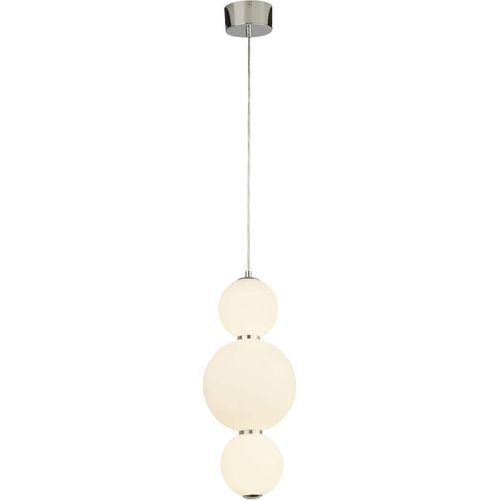 Hängelampe LED Metall Glas D: 18 cm H: max. 148 cm Chrom Weiß Kugel Schirm 3000 K warmweiß 2200 lm Modern