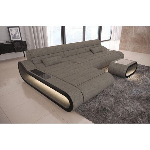 Stoffsofa Concept lang mit Licht USB Webstoff Strukturstoff