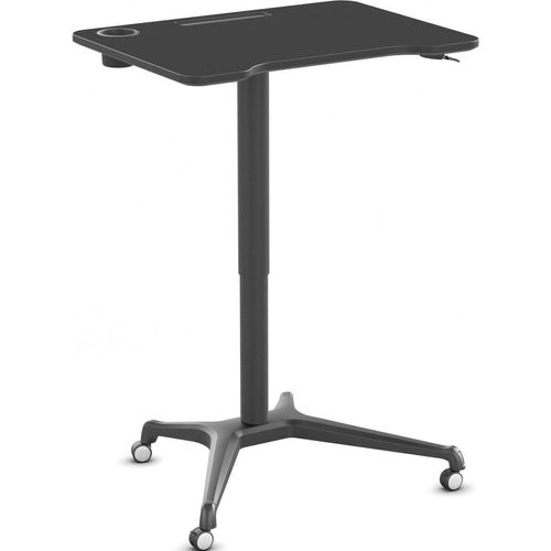 Worktrainer - Single Leg Desk kleiner Höhenverstellbarer Schreibtisch - Gasfeder Bedienung - Höhe 74-113cm - Breite 80cm - Schwarz