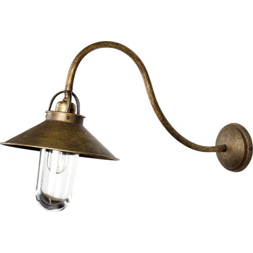Außenwandleuchte Messing Glas H: 44 cm IP44 in Bronze Antik matt E27 Maritim