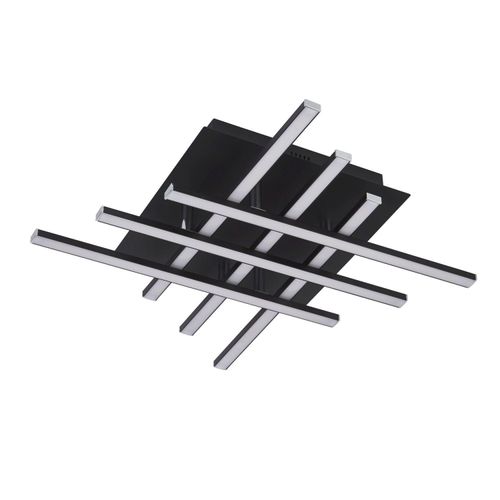 LED Deckenlampe Metall 3000 K warmweißes Licht 1415 lm 45,5 cm breit Schwarz matt Chrom Modern
