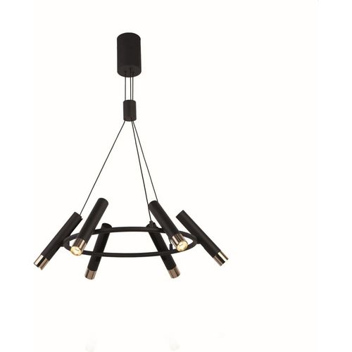 Pendelleuchte LED Metall verstellbar D: 70 cm H: max. 130 cm in Schwarz Gold rund 3000 K warmweißes Licht