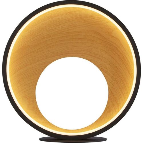Tischlampe LED mit Dimmer Touch Funktion Metall D: 15 cm rund 31 cm Schwarz Braun warmweiß 3000 K 281 lm