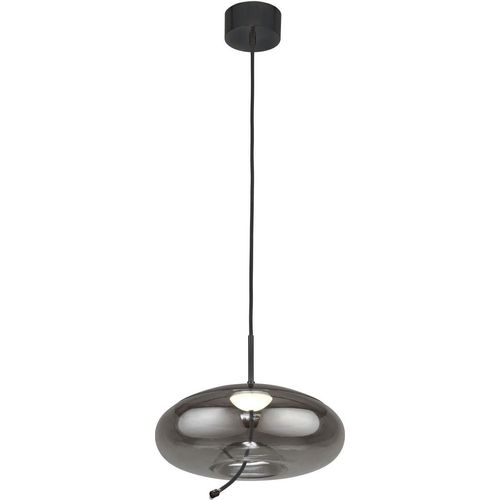 LED Hängelampe Metall Rauchglas Ø 31 cm rund H: max. 150 cm Schwarz Rauchgrau warmweißes Licht 2700 K 215 lm