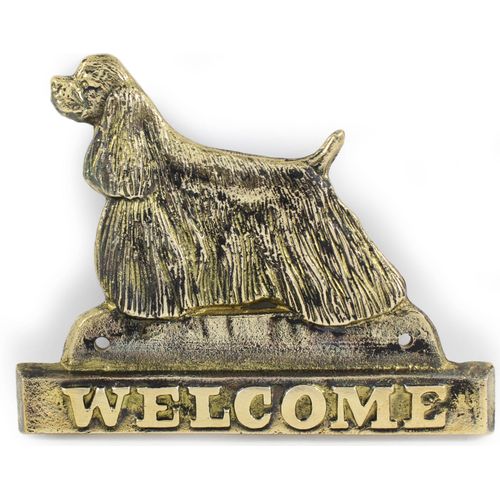 Amerikanischer Cocker Spaniel, American Cocker Spaniel - Türschild mit Hund, messingfarbenes Willkommensschild, einzigartiges Schild mit der Aufschrift Welcome von der Marke Art-Dog
