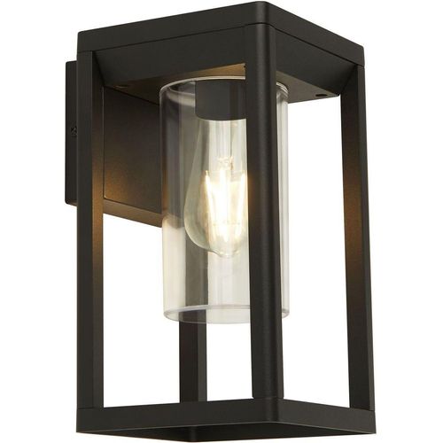 Wandlampe außen Aluminium E27 IP44 H: 27 cm Schwarz matt eckig Modern Außenwandleuchte