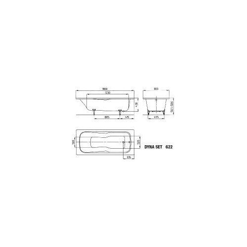 KALDEWEI 226400011001 BW DYNA SET Mod.622, 1800 x 800,