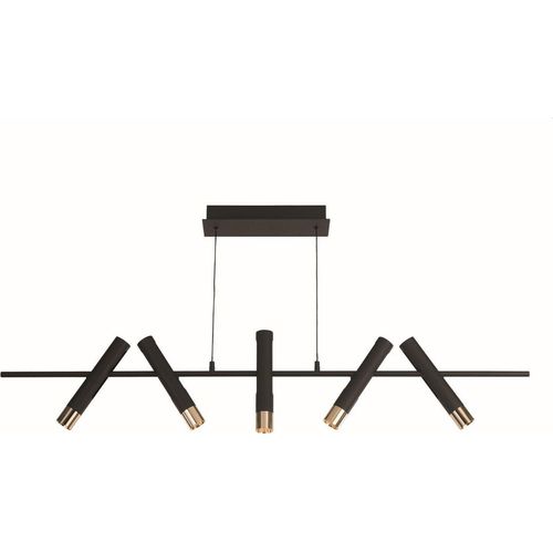 Hängelampe LED Metall verstellbar H: max. 121 cm in Schwarz Gold länglich warmweiß 3000 K 1055 lm Modern