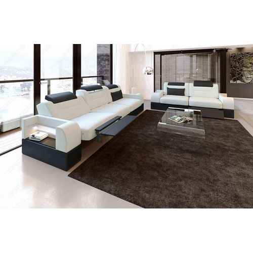 Stoff Couchgarnitur Parma 3er und 2er mit Licht USB Webstoff Strukturstoff